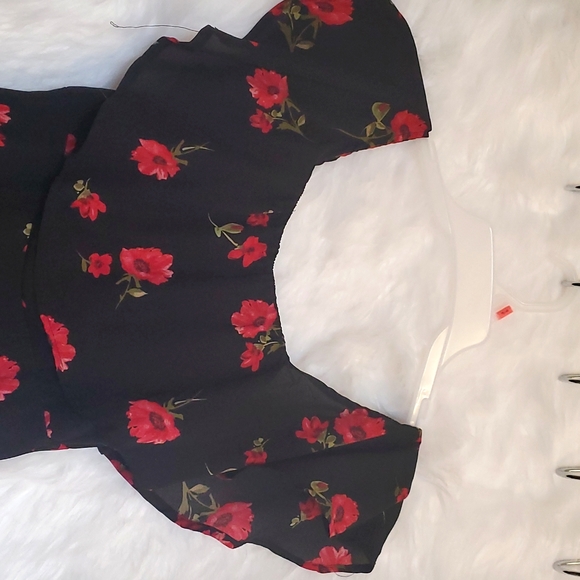 FOREVER 21 Black Floral A-Line Flare Dress - Size XS, 0 - Picture 2 of 5